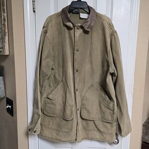 Vintage Woolrich Barn Jacket XLarge? Leather-Collar Not Lined Chore Field Coat